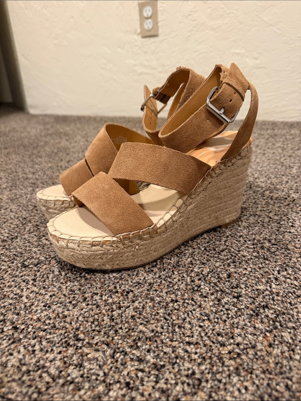 Dolce Vita Tan Suede Espadrille Wedge Sandals
